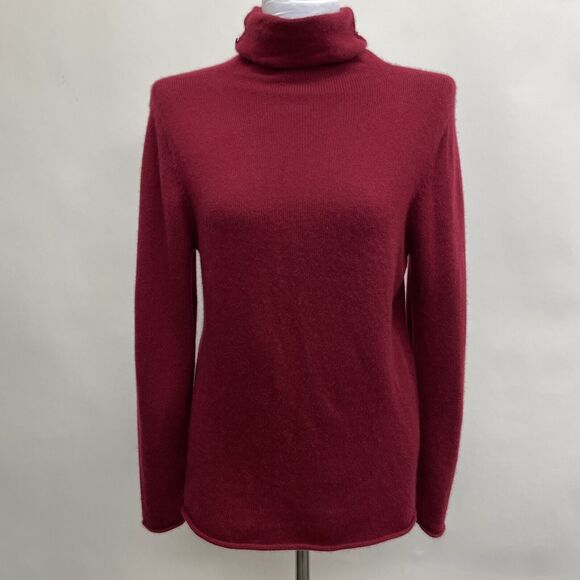 Eileen Fisher Women's Turtleneck Sweater Large Scarlet Red 100% Cashmere - Picture 1 of 9